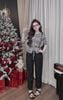 Set bộ áo gucci len mix quần suông baggy - XÁM - G198