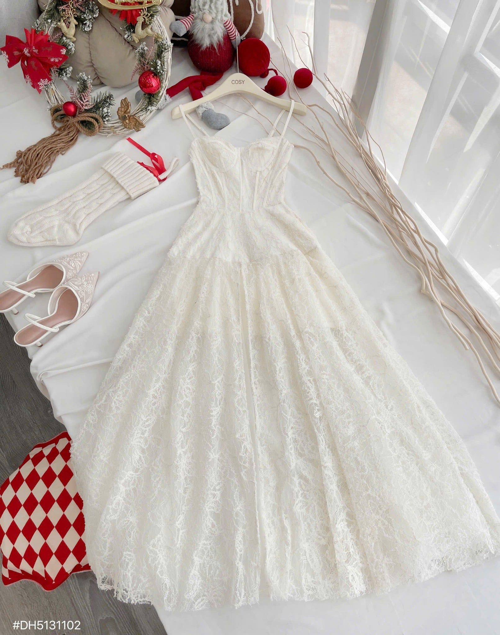  Đầm 2s cúp ngực ren dáng dài đúp 2 lớp siêu đẹp - C243 (eo S<68, M<72) 