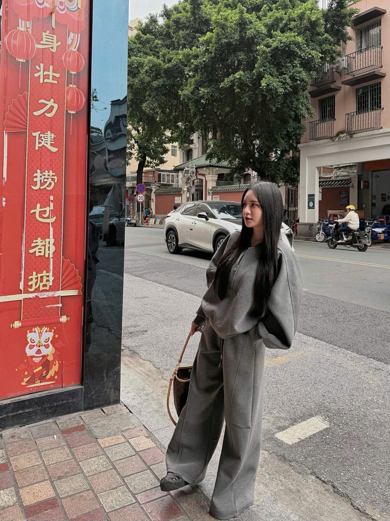  Set áo tay dài cổ tàu kiểu khóa kéo mix quần suông dài - XÁM - C259 