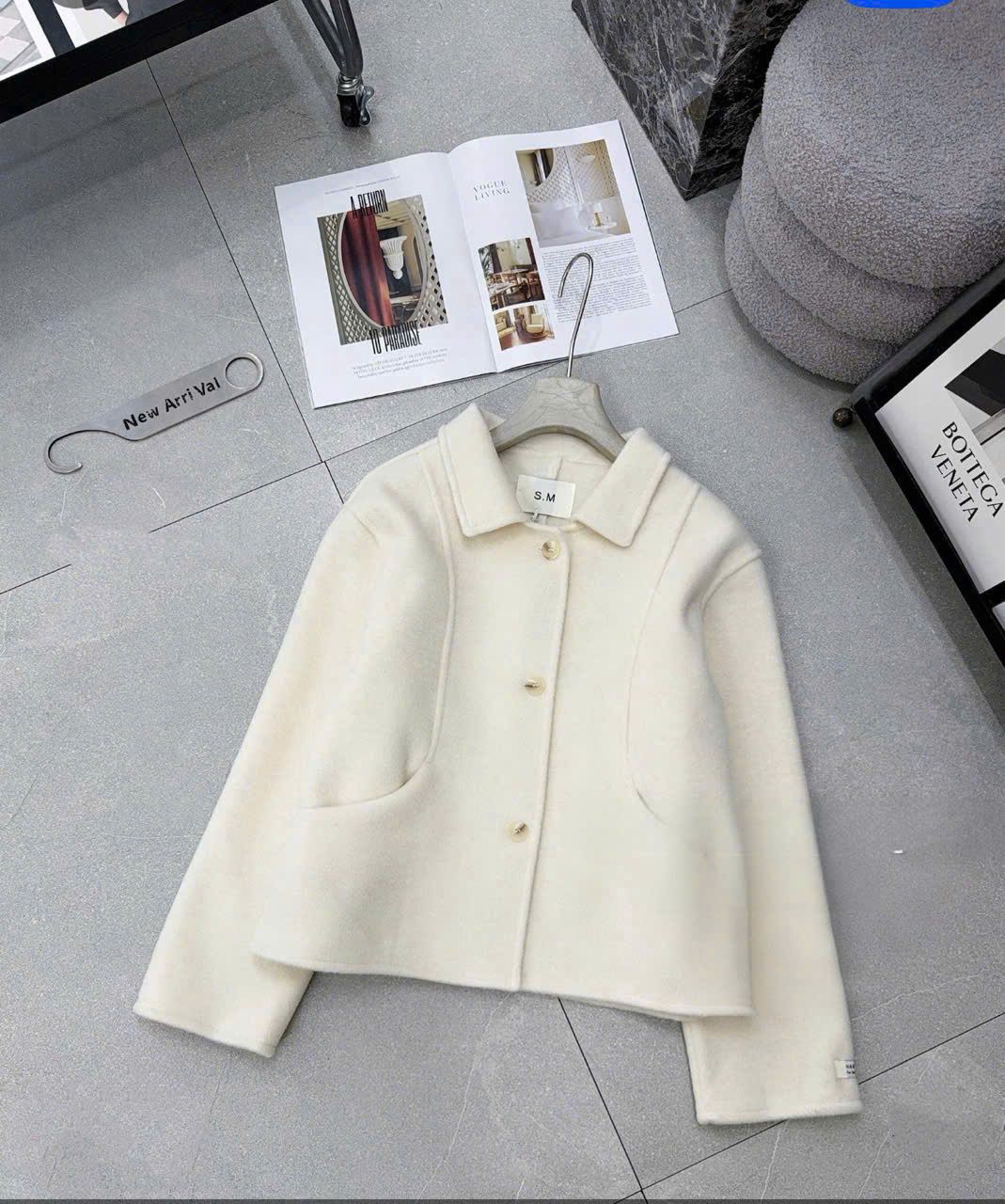  Áo khoác dạ cổ bẻ phối viền đúng cúc hàng QC - C268 