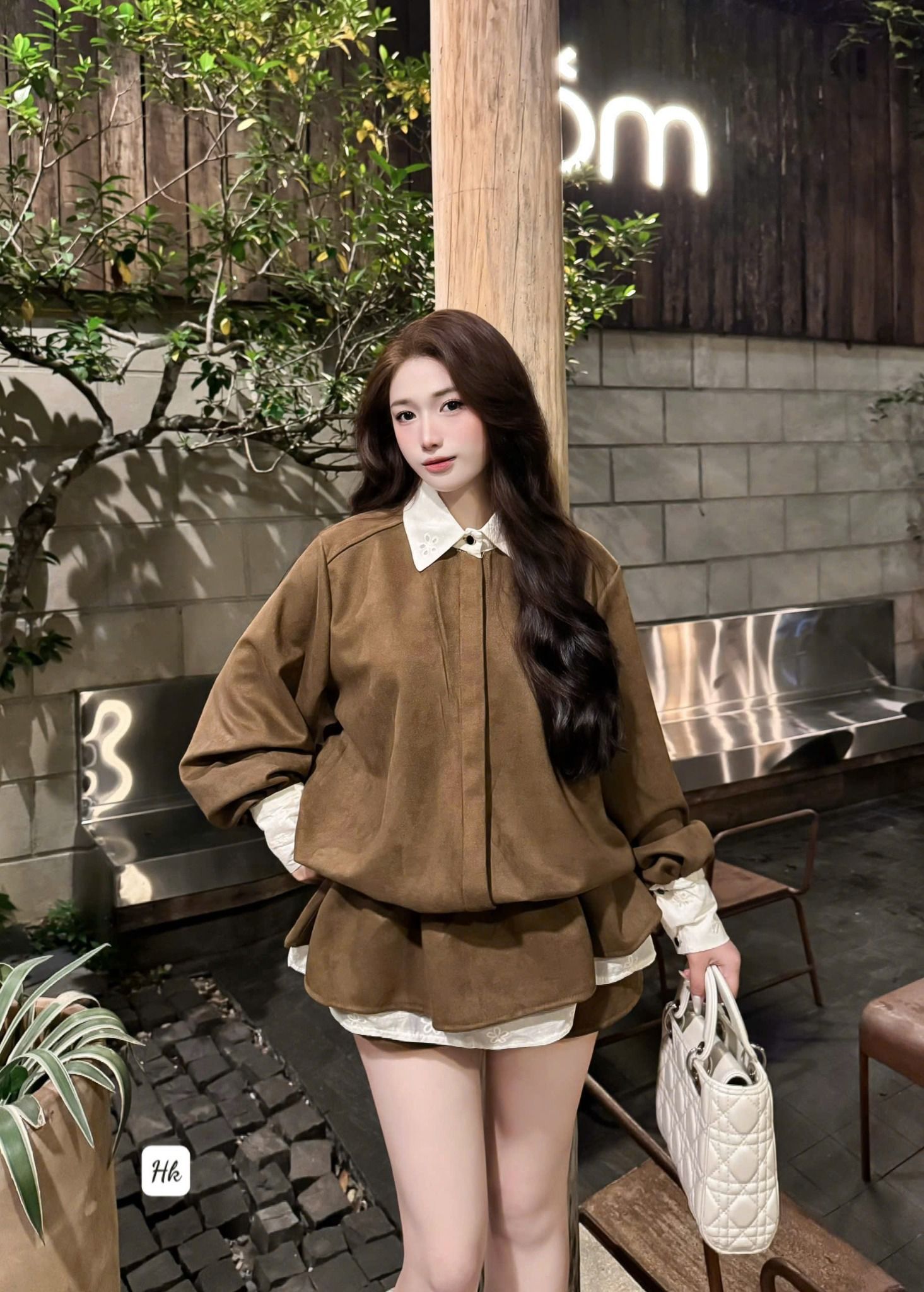  Set jum áo tay dài cổ đức chân xòe phối bèo tầng kèm quần ngắn - R42 