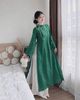 Set áo dài gấm dáng suông 4 tà + quần lụa dài cao cấp - XANH LÁ - R35