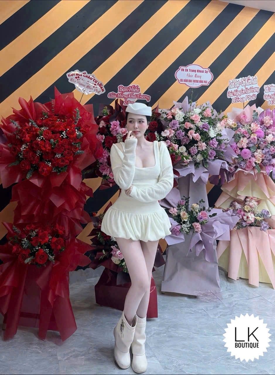  Đầm len lông cổ u dáng bí kèm choàng ngắn - KEM - R183 