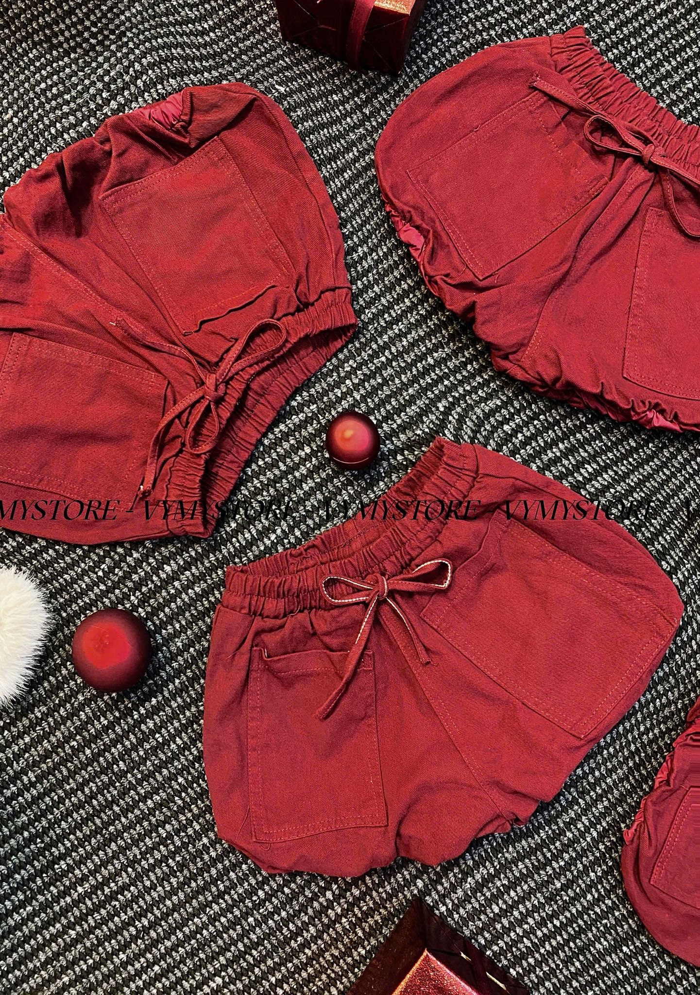  Quần bí 2 túi chất jean dày dặn hàng đúp 2 lớp - ĐỎ - B1 