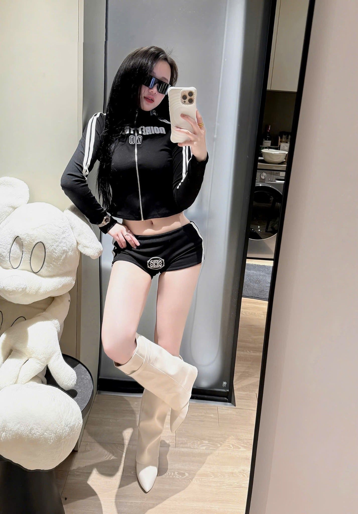  Set áo khoác body ôm nữ kèm quần đùi siêu chất - ĐEN - R234 