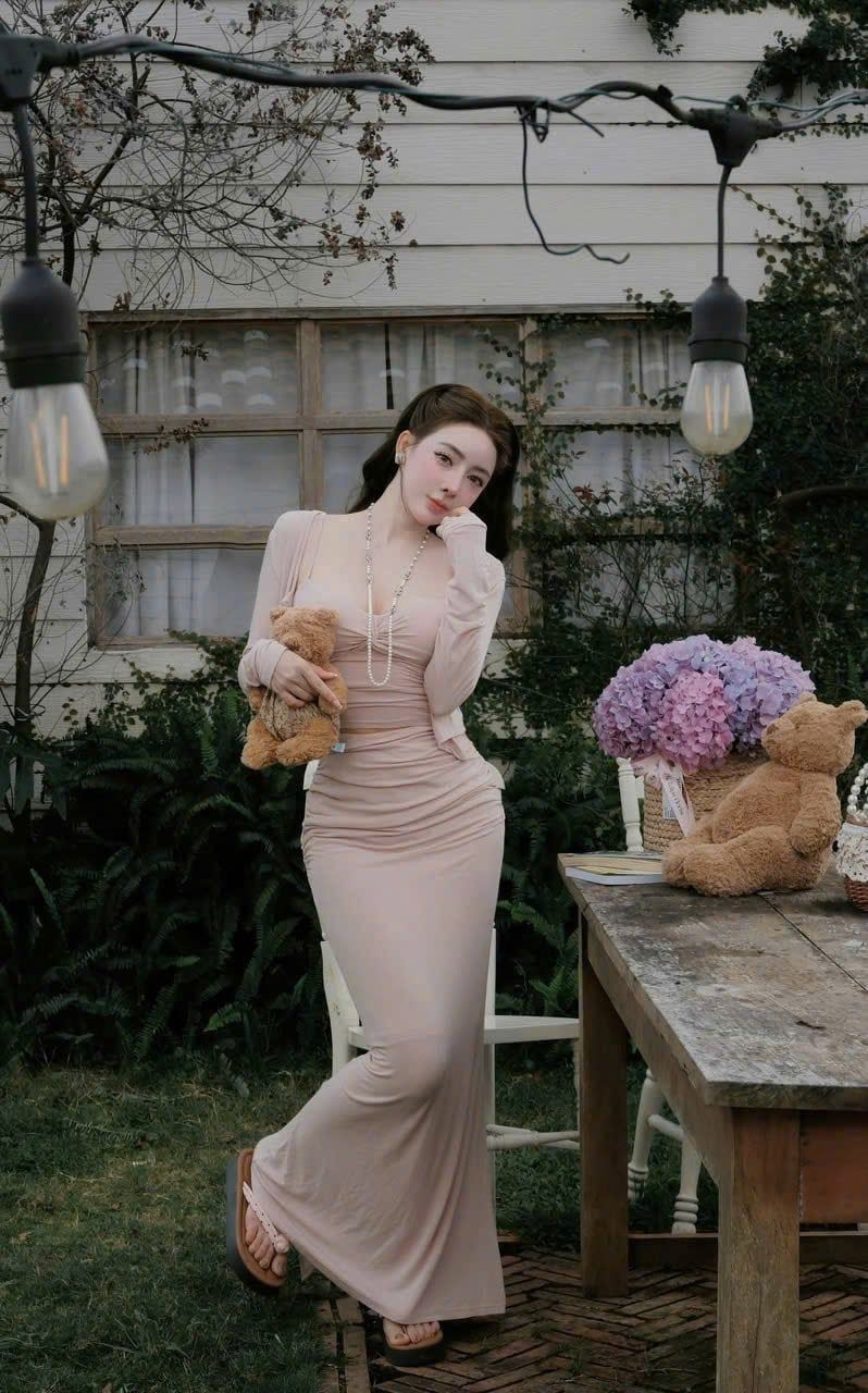  Set 3 món áo 2s cúp ngực kèm áo khoác mỏng mix chân váy dài đuôi cá - R268 (EO S<68, M<72 co dãn nhẹ) 