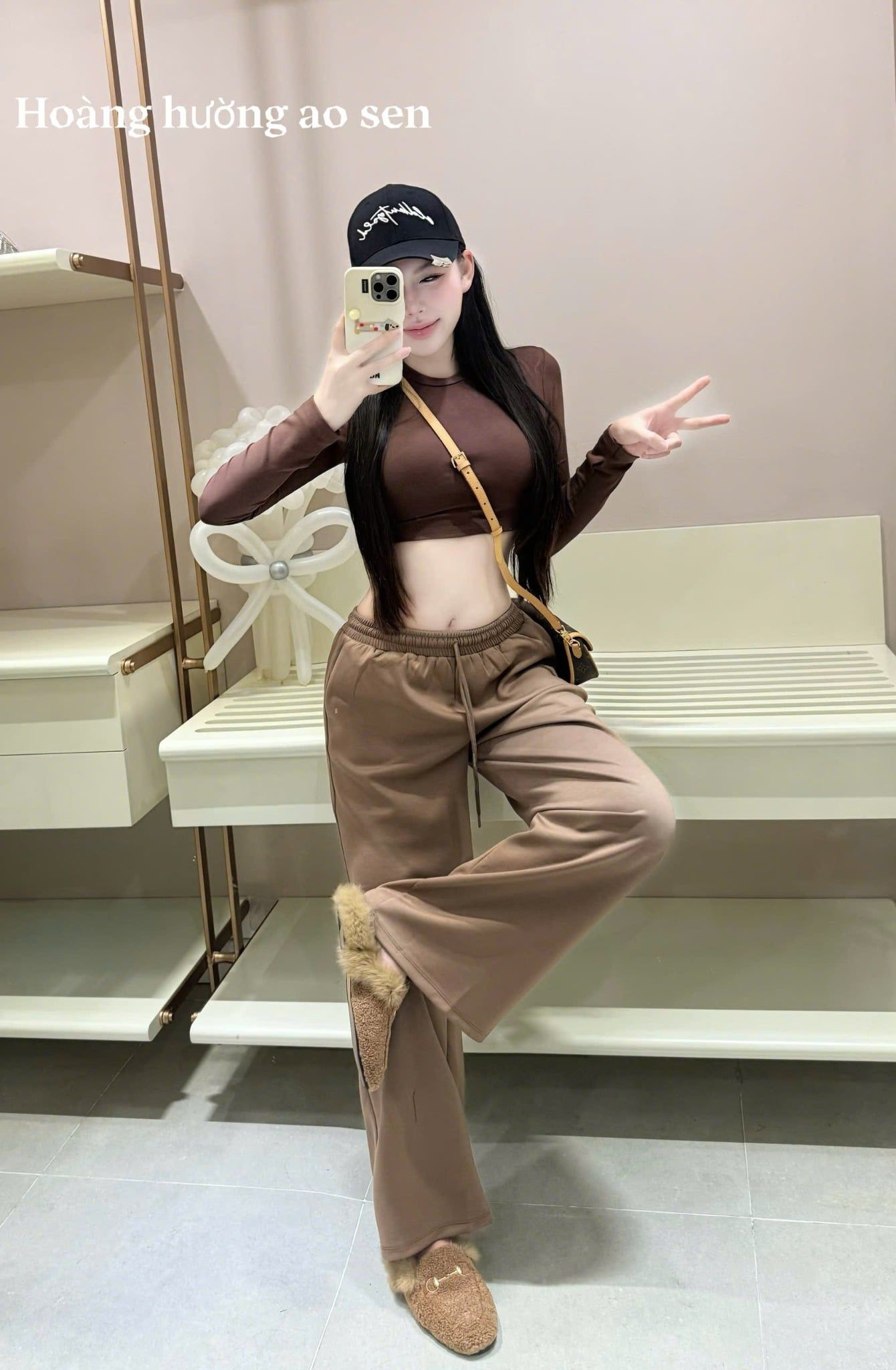  Set áo tay dài croptop mix quần suông dài tôn dáng - R279 