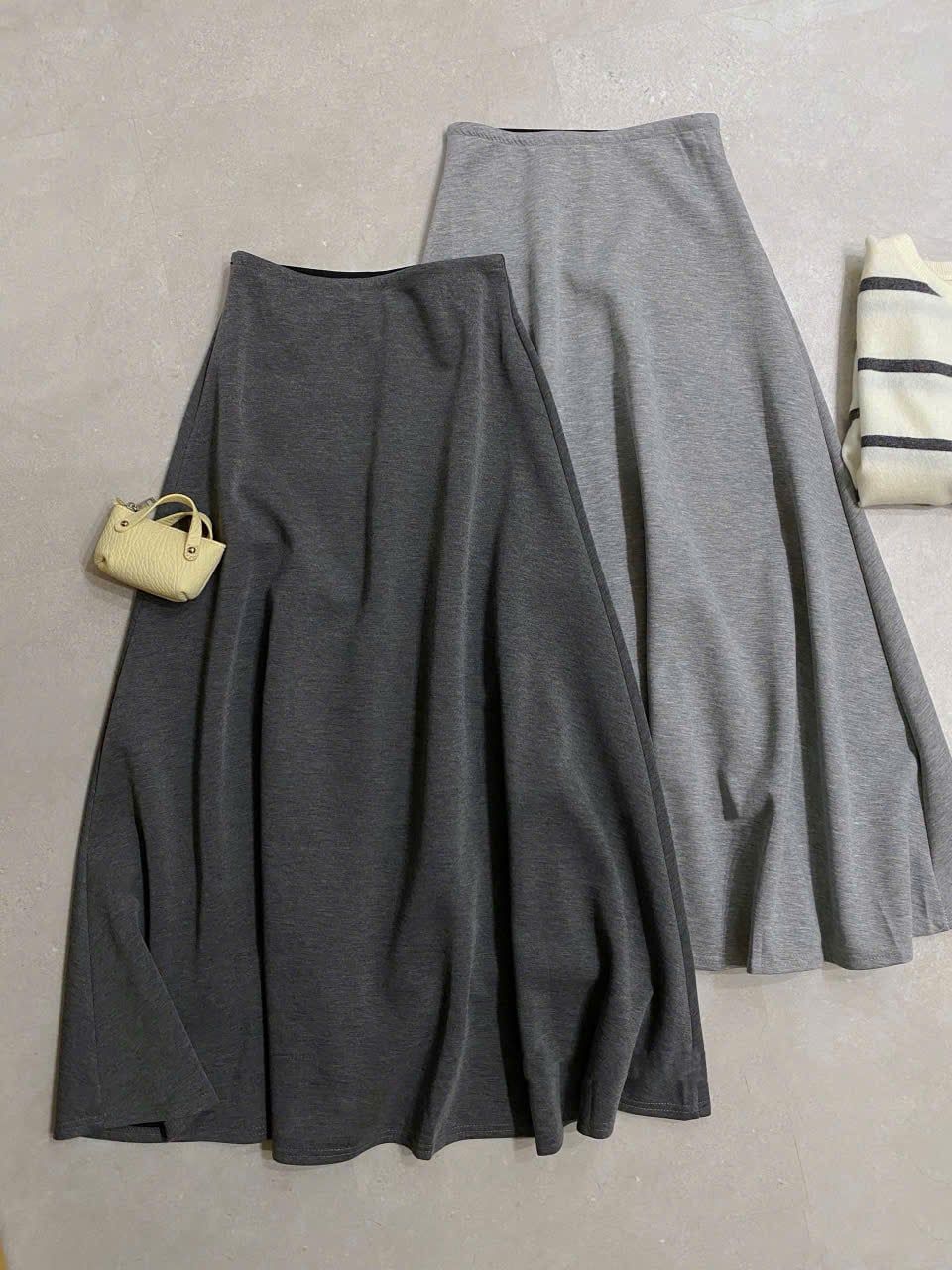 Chân váy suông dài dáng xòe BASIC - XÁM NHẠT - S14 / DÀI 95CM 