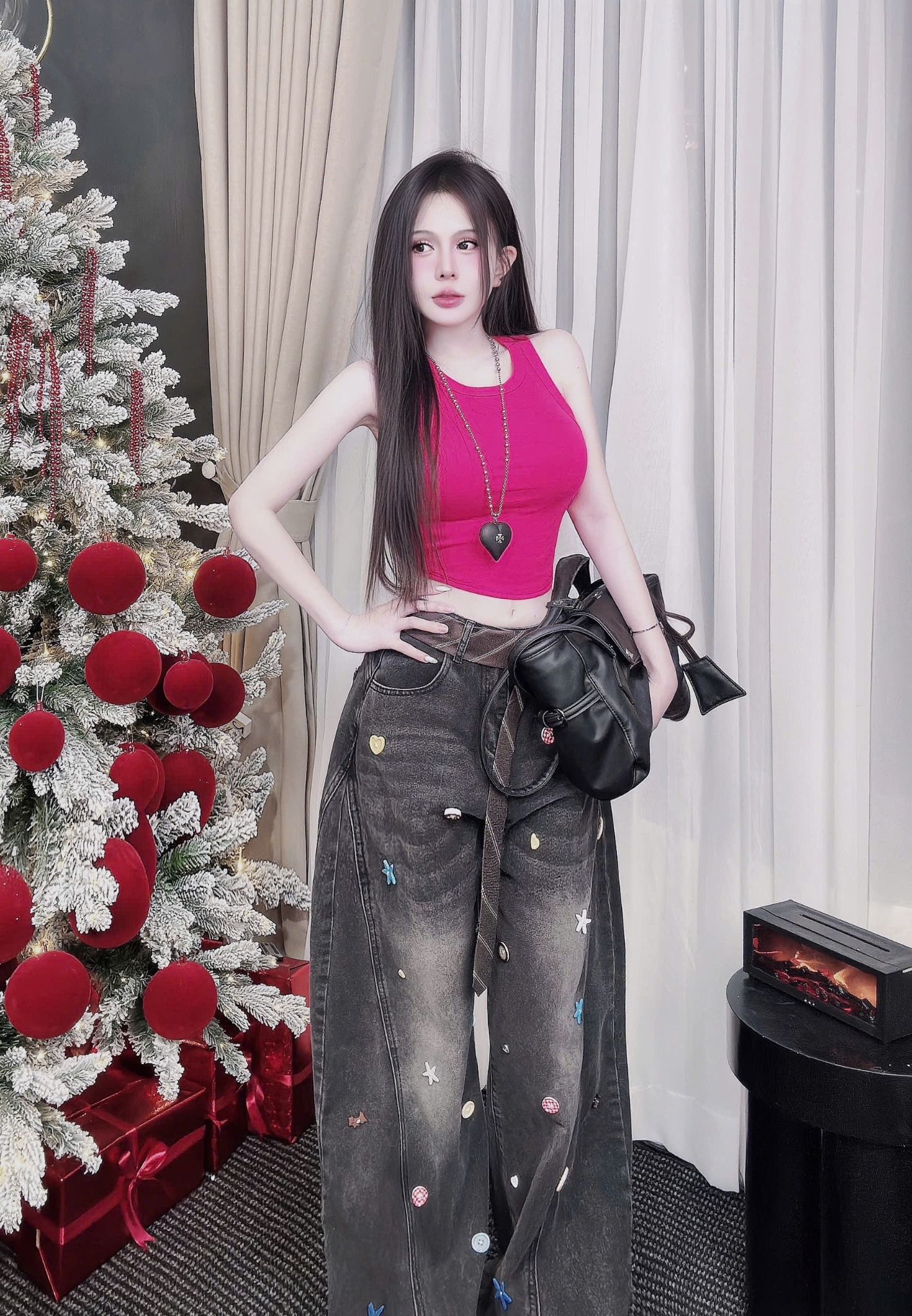  Áo ba lỗ sát nách form ngắn croptop VẠT BẦU - HỒNG - A4 