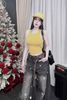 Áo ba lỗ sát nách form ngắn croptop VẠT BẦU - VÀNG - A3