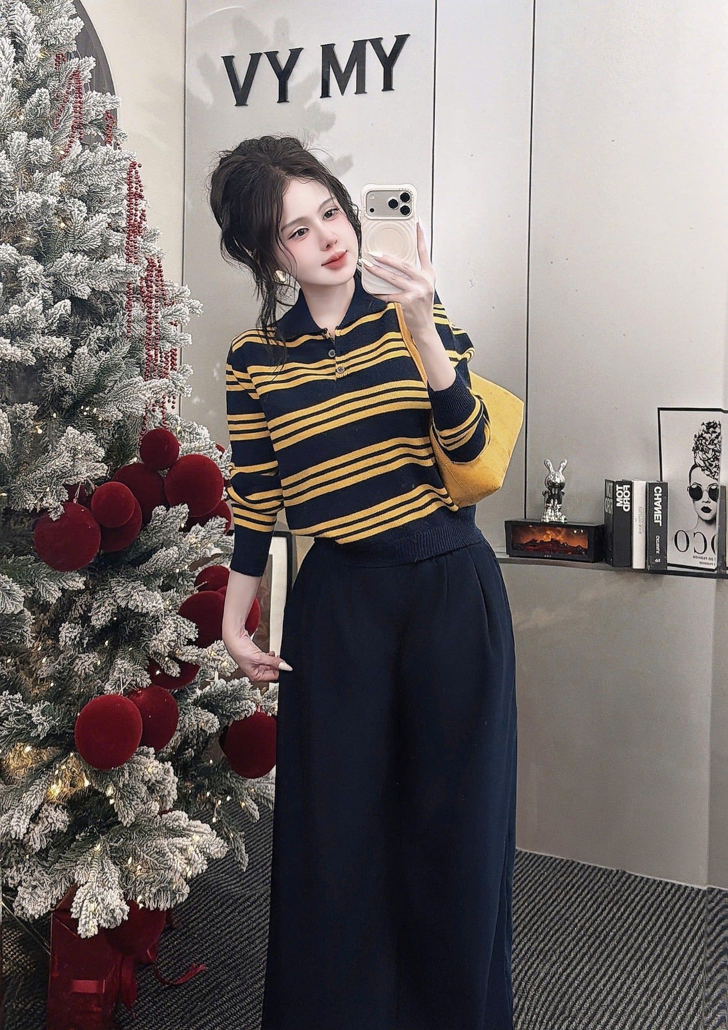  Quần suông rộng rút eo cạp chun 6cm - XANH ĐEN - A80 ( DÀI 92CM ) 