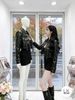 Set áo khoác ngắn cổ lật + đầm ôm body - ĐEN - S105 ( S<51KG , M<56KG )