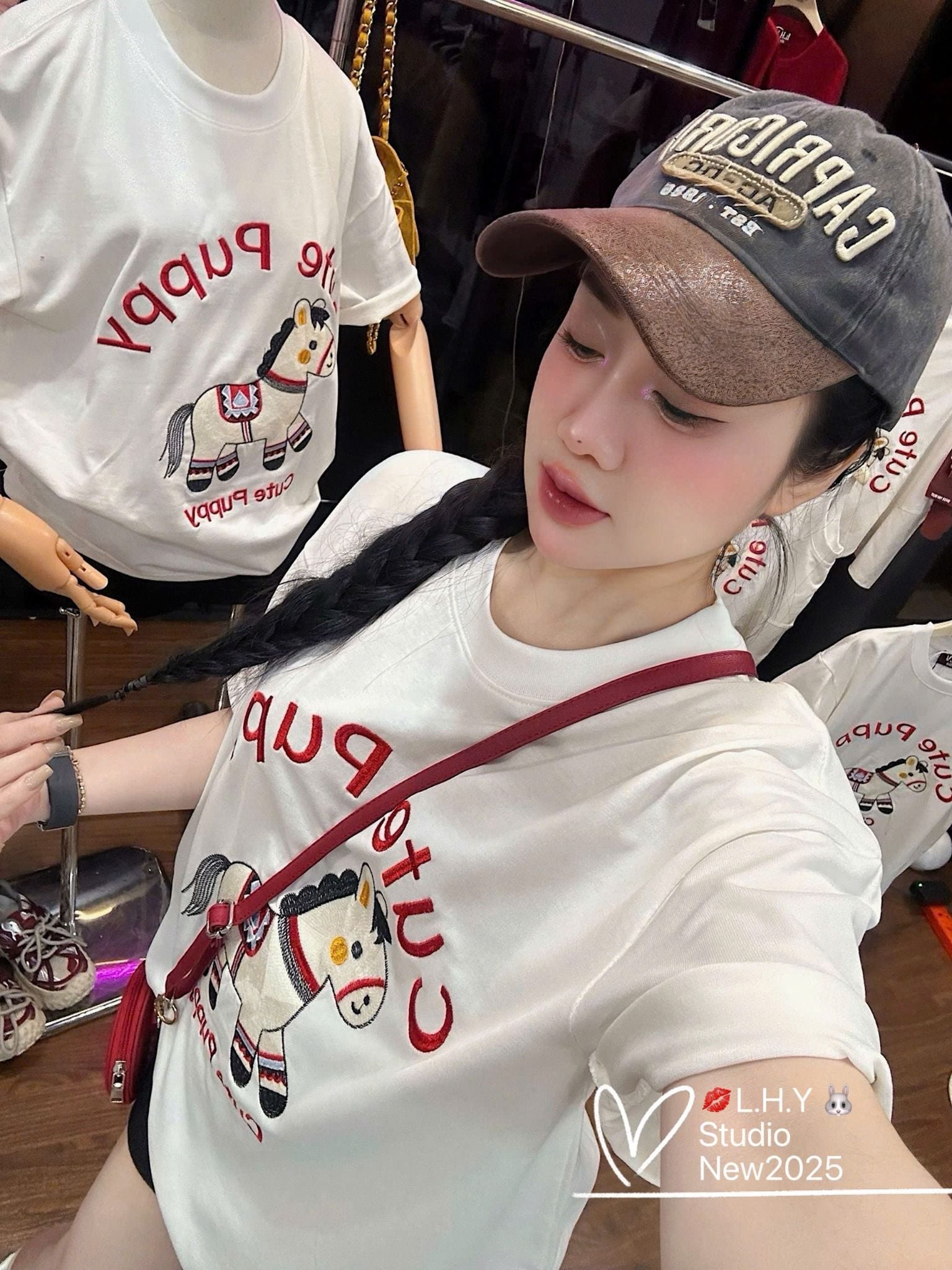  Áo thun thêu hình ngựa mẫu mới - TRẮNG - E16 