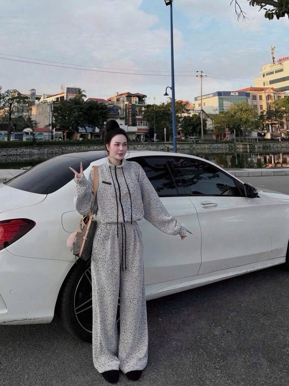  Set áo khoác cổ thấp rút dây mix quần suông dài lưng chun - XÁM - E29 