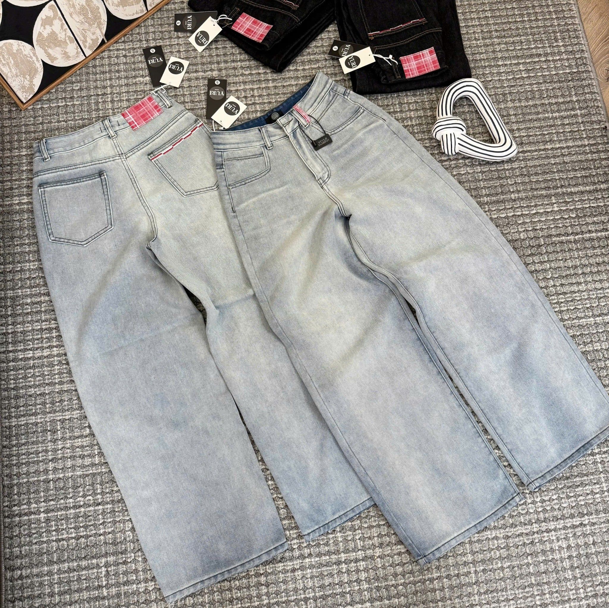  Quần jean ống suông viền túi form BASIC - NHẠT - E106 (EO S<64, M<68, L<72) 