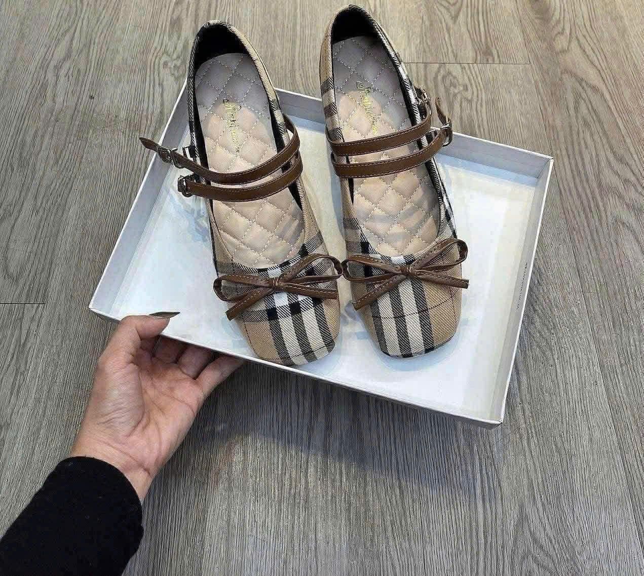  Giày búp bê BBR 2 quai ngang đính nơ form đẹp - G36 