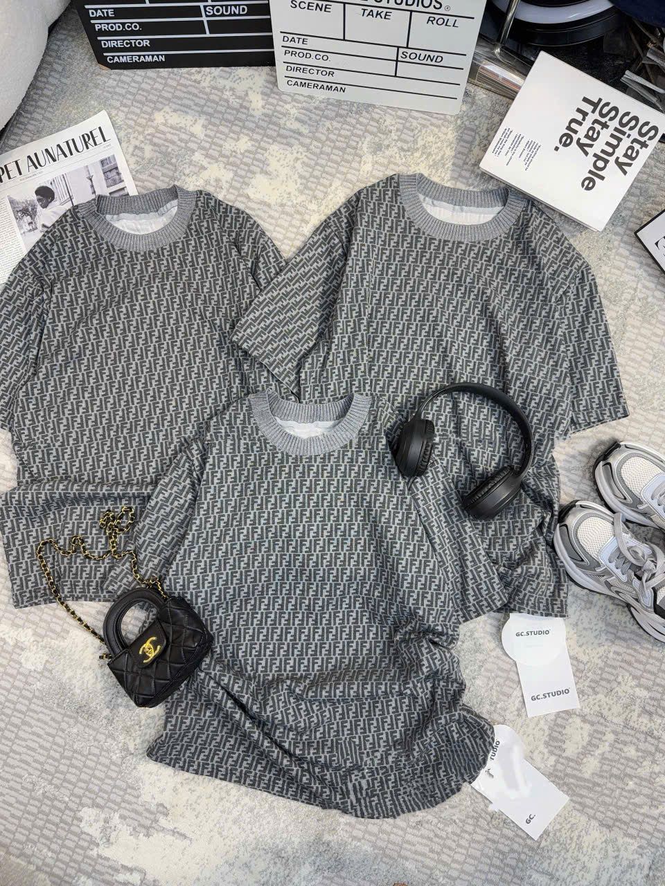  Áo thun umi họa tiết sang chảnh form rộng - XÁM - G41 