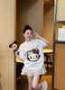 Áo thun form rộng thêu nổi HELLO KITTY - TRẮNG - G48