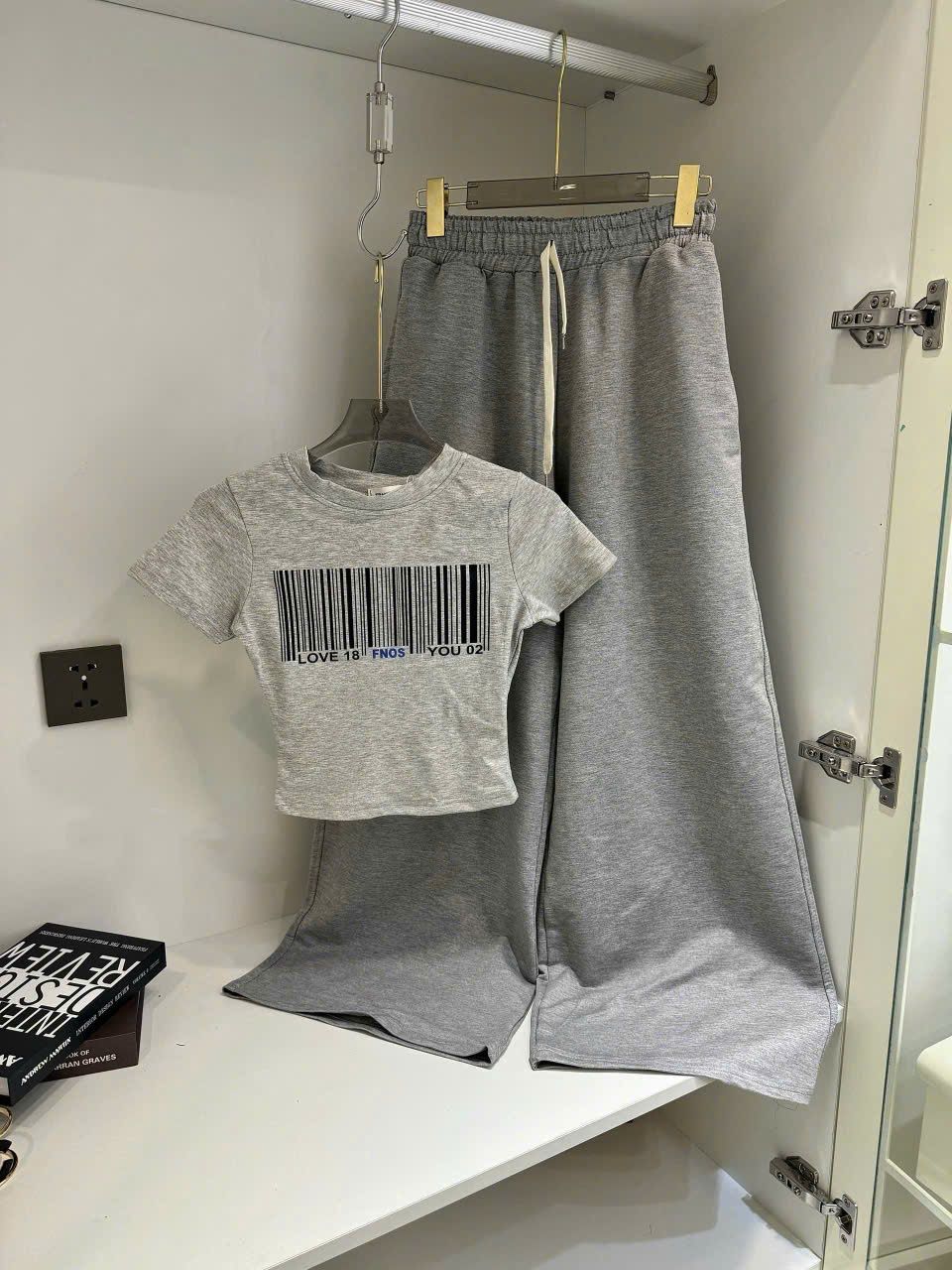  Set áo thun croptop mix quần suông dài trendy - Z15 