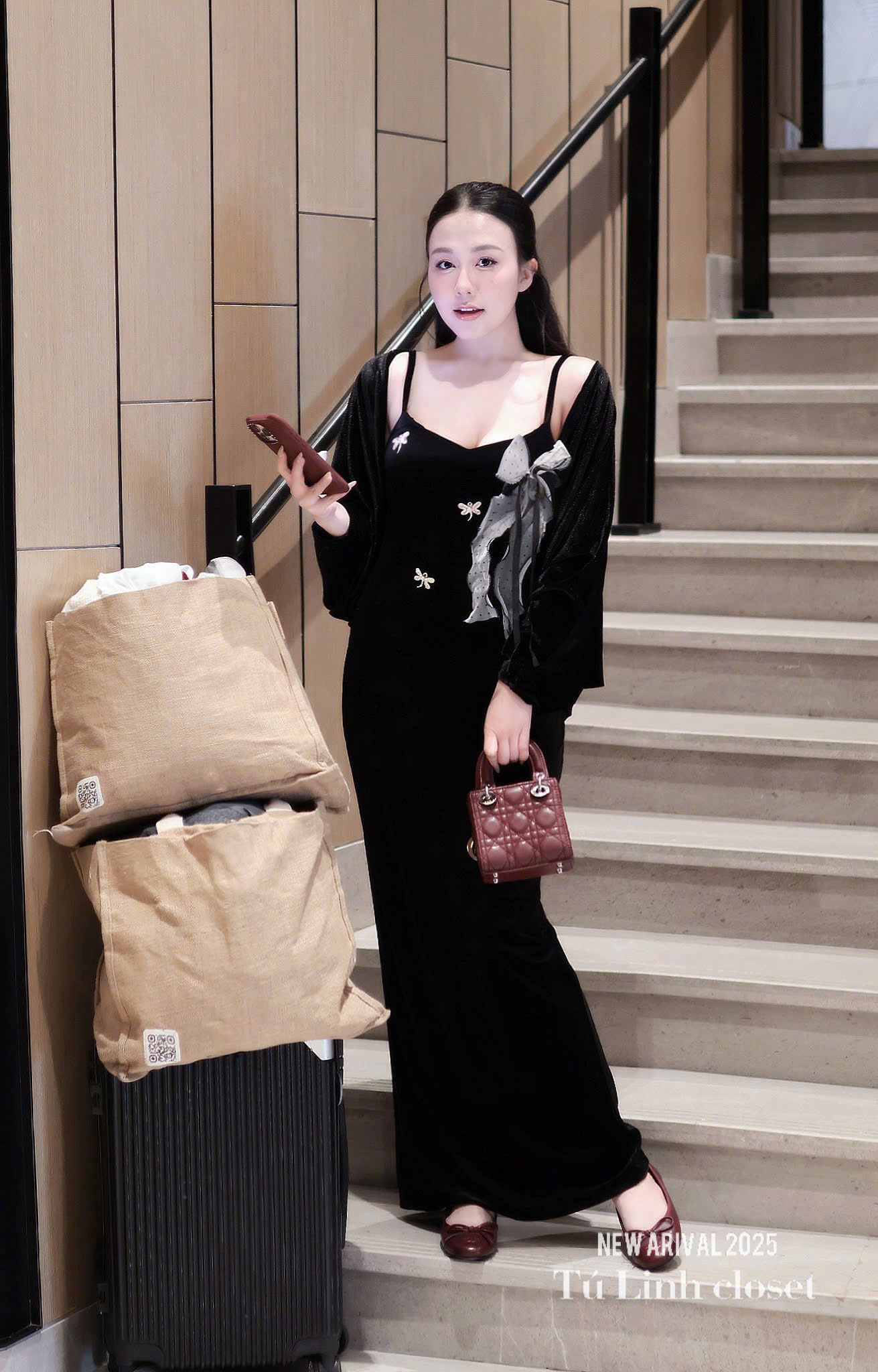  Set 2 món đầm 2s nhung đính nơ mix khoác ngắn - Z36 