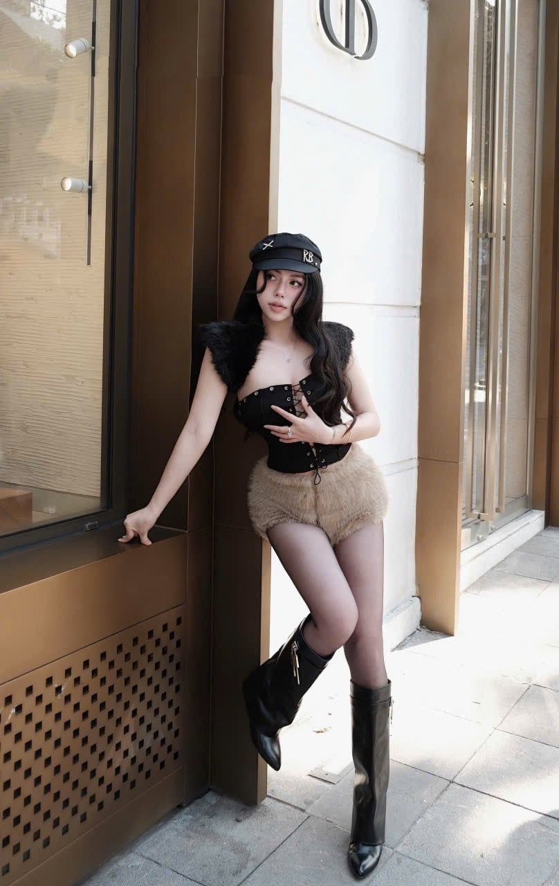  Set 3 món áo corset đan dây kèm tay lông mix quần short lông siu HOT - C5 (EO S<68, M<72) 