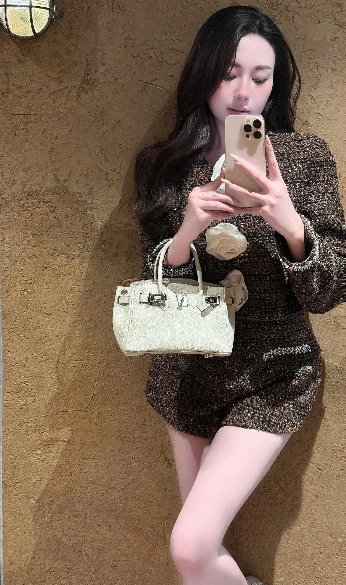  Set dạ áo tay dài đính hoa mix quần short ngắn - NÂU - B29 (EO S<68, M<72) 