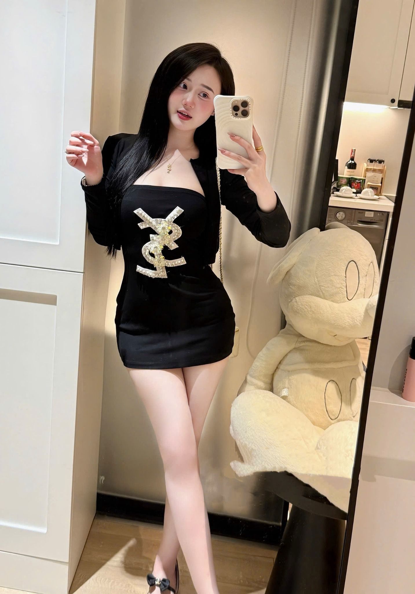  Set đầm quây ôm bodyt chữ ysl kèm khoác hờ - B81 ( eo S<68, M<72 ) 
