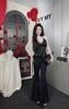 Áo lụa yếm hai dây hở lưng phối ren sexy - ĐEN - Z121