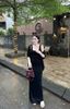 Set 2 món đầm body cổ u dáng dài kèm choàng - ĐEN - B89 (EO S<68, M<72 co dãn nhẹ)