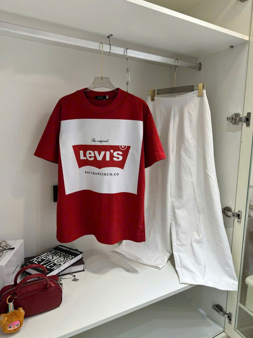  Set áo thun in hình Levi's mix quần suông viền line - B170 (EO S<68, M<72) 