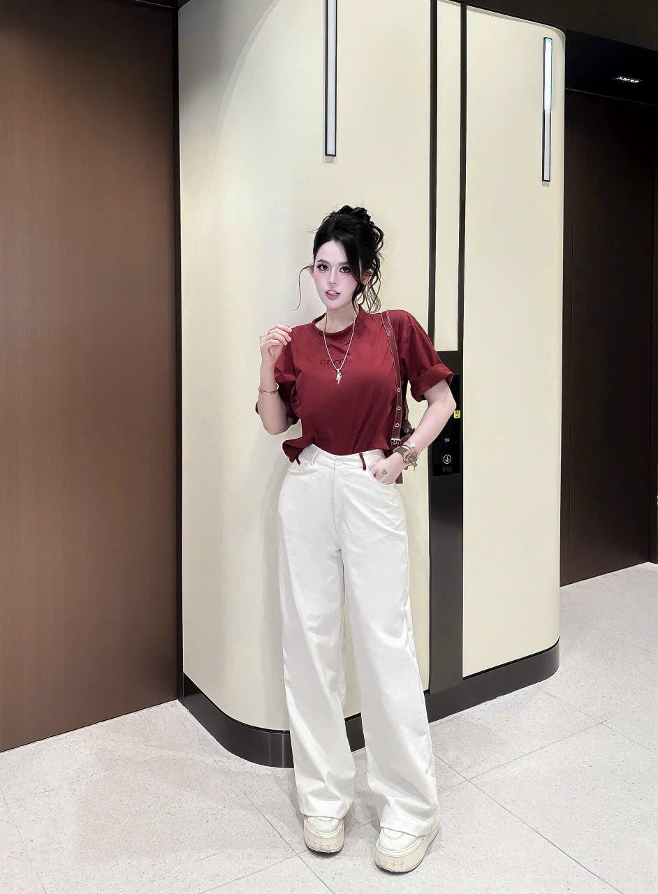  Set áo phông in chữ GUCCI mix quần suông dáng dài - K18 (EO S<68, M<72) 