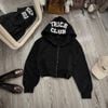 Áo khoác có nón form ngắn thêu chữ TRICR CLUB - ĐEN - K141