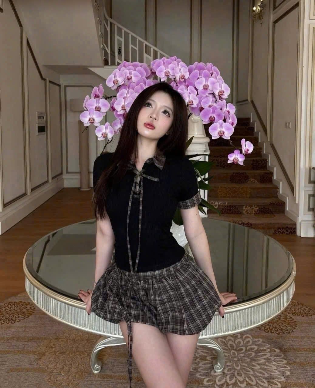  Set áo thun cổ polo phối caro mix quần bí - K309 ( Quần bí 50% lưng chun ) 