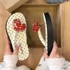 Dép xỏ ngón đế xốp họa tiết chấm bi đính charm ngựa - KEM - Z38
