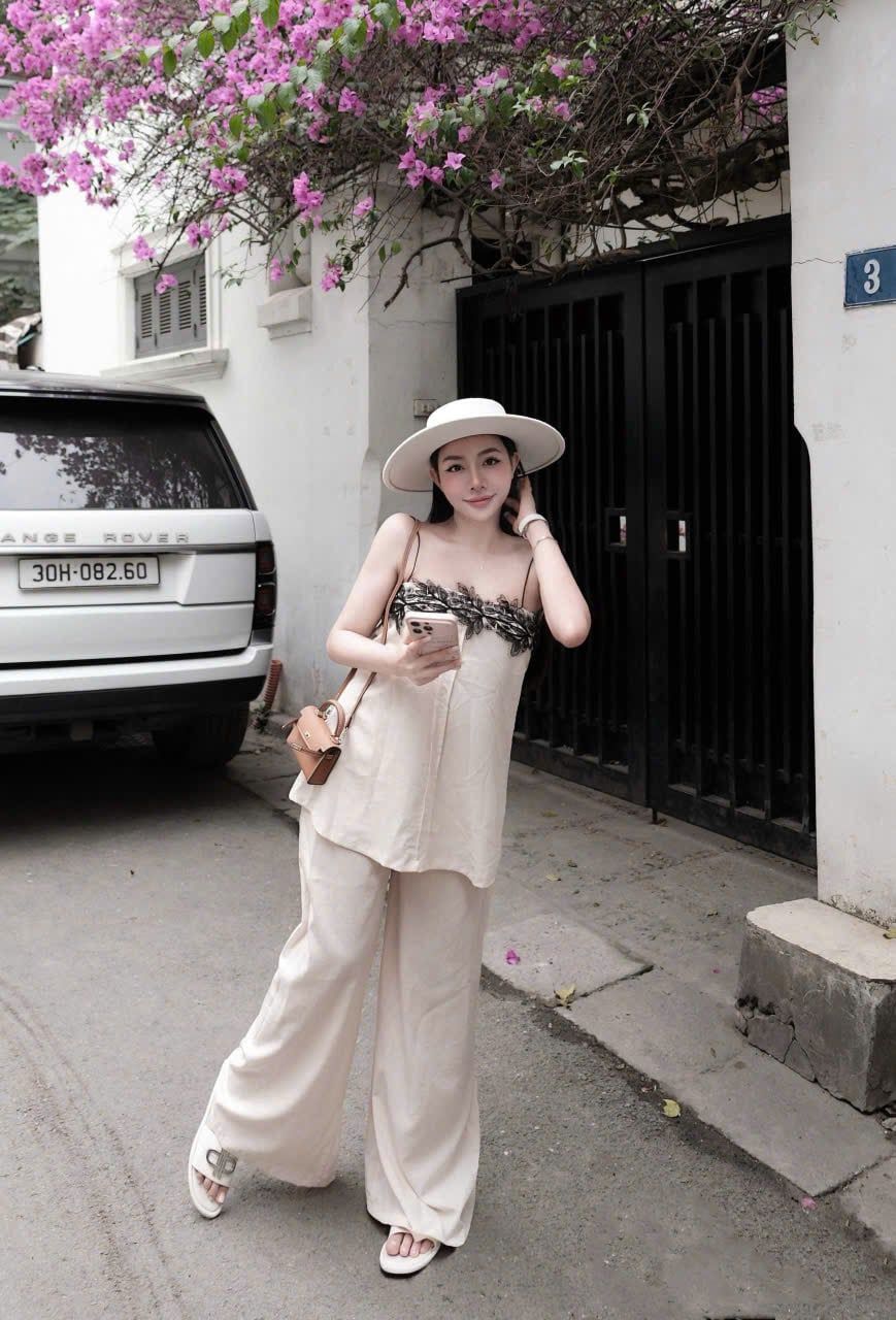  Set áo 2s form rộng phối ren nổi mix quần suông dài lưng chun - Z240 