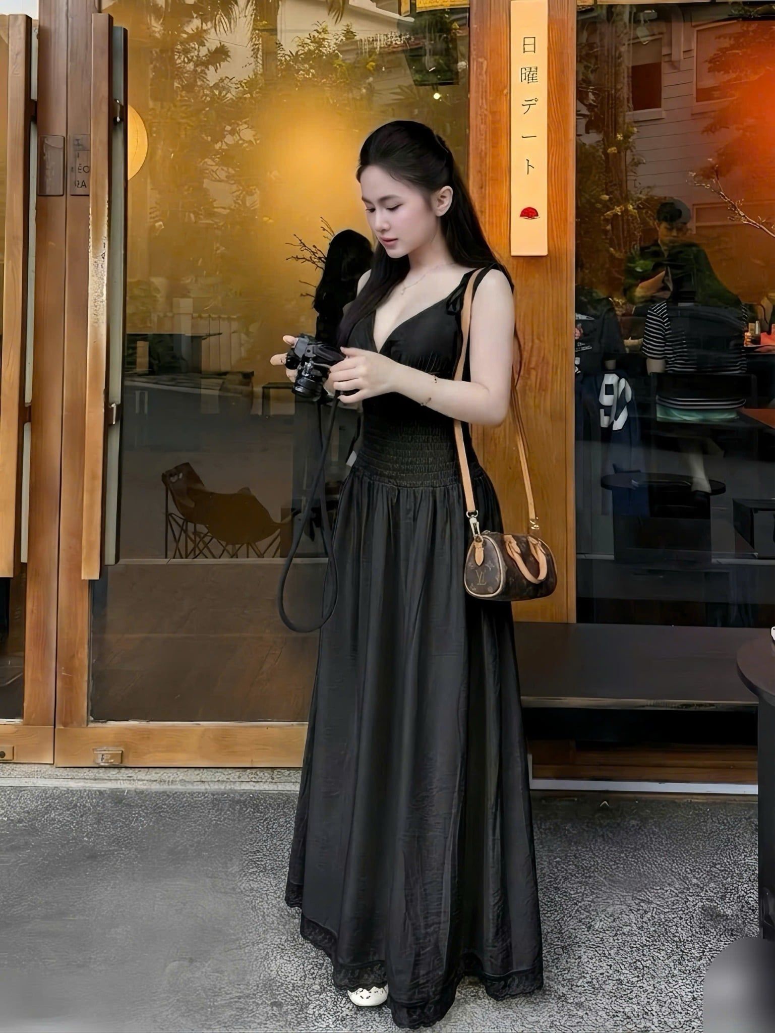  A219 Váy maxi eo bo nhún dáng dài form siêu đẹp - ĐEN - Z311 