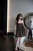 Váy 2 dây dáng bí chấm bi form babydoll kèm dây đai - NÂU - P6
