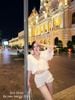 Set 2 món áo tay bồng form ngắn mix quần nhún ngắn - P27