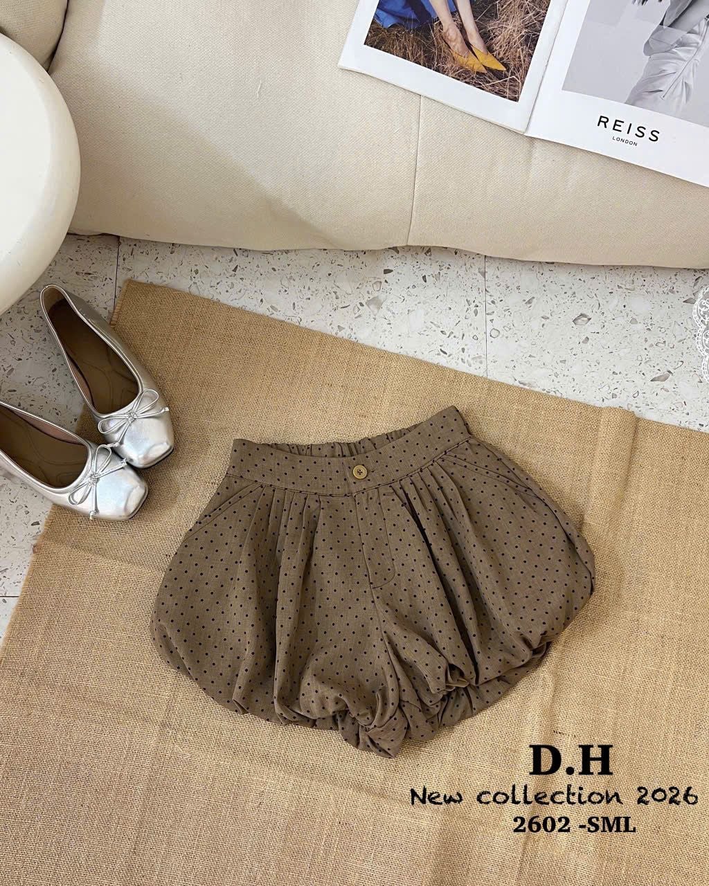  A210 Quần bom bí chấm bi 50% lưng chun - NÂU - G42 