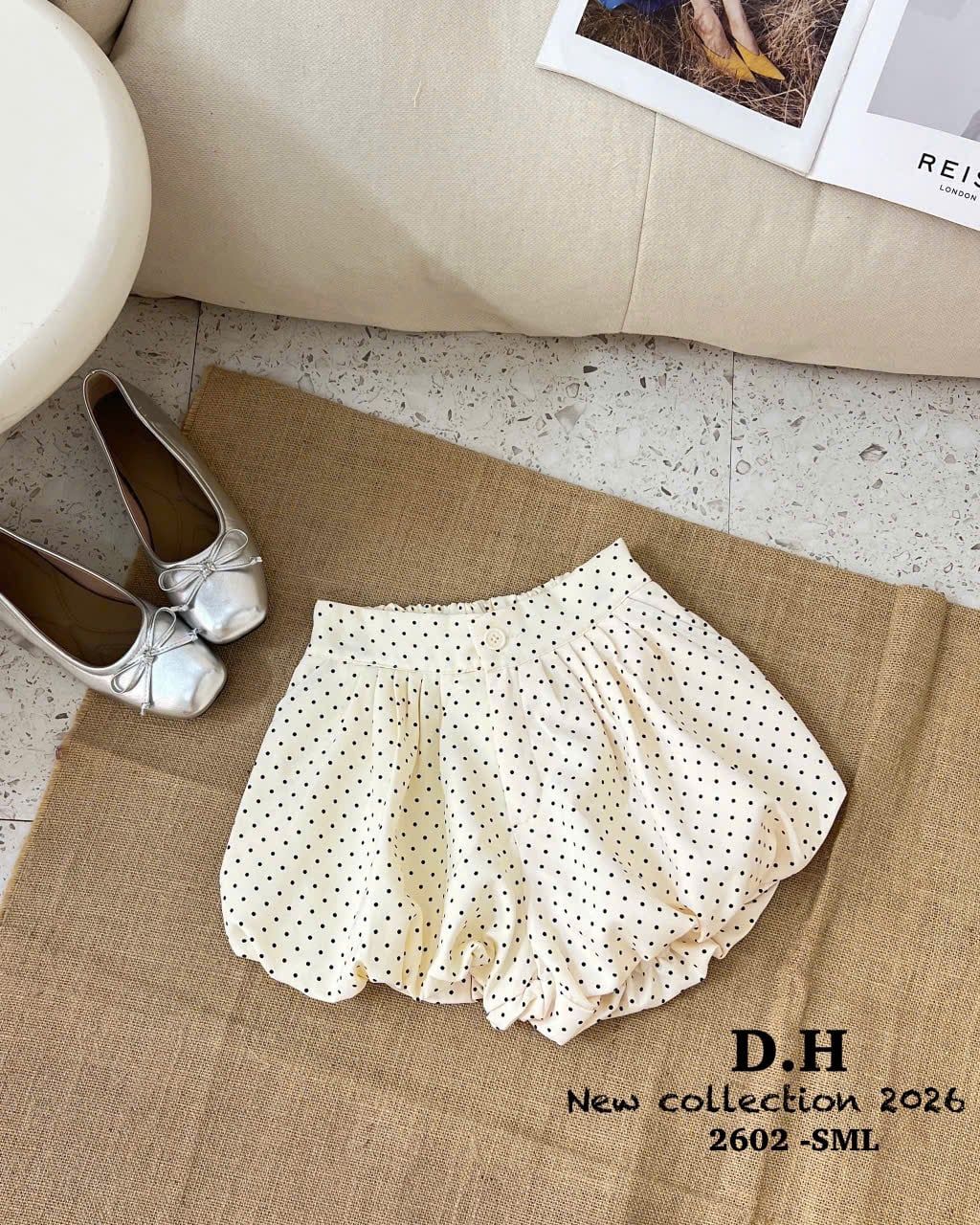  A211 Quần bom bí chấm bi 50% lưng chun - KEM - G43 