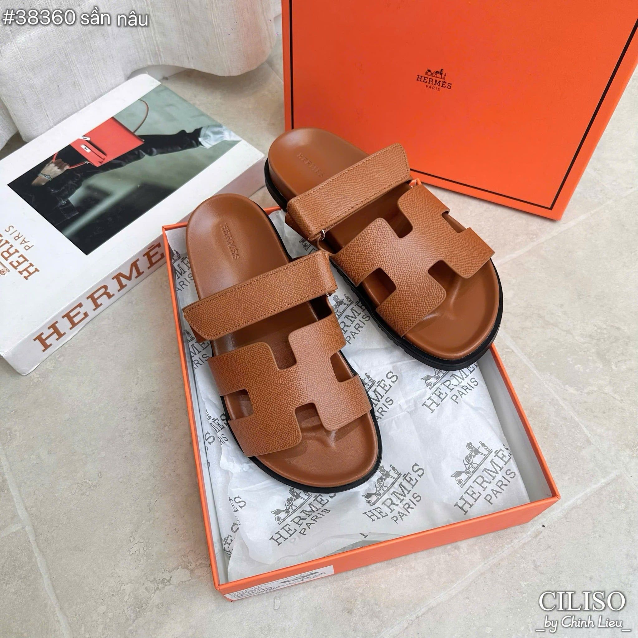  Dép sandal chữ H quai dán SIU CẤP FULL BOX LOẠI VIP - FULL BÒ - G1 