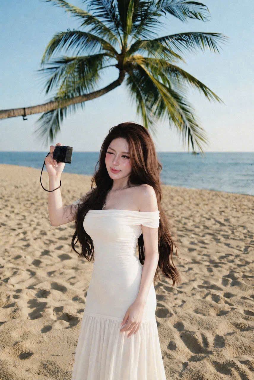  Váy maxi quây phối trễ vai dáng dài voan - TRẮNG - E167 (EO S<68, M<72) 
