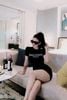 Váy body cộc tay BALMAIN dáng ngắn chất co dãn - ĐEN - E173