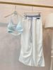 Set 2 món áo yếm bra thắt dây mix quần suông ống rộng cạp chun tag miu - TRẮNG - K63 (TÍNH MÀU QUẦN)
