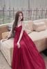 Váy maxi chiết ngực dáng dài chất voan hai lớp - ĐỎ - K174