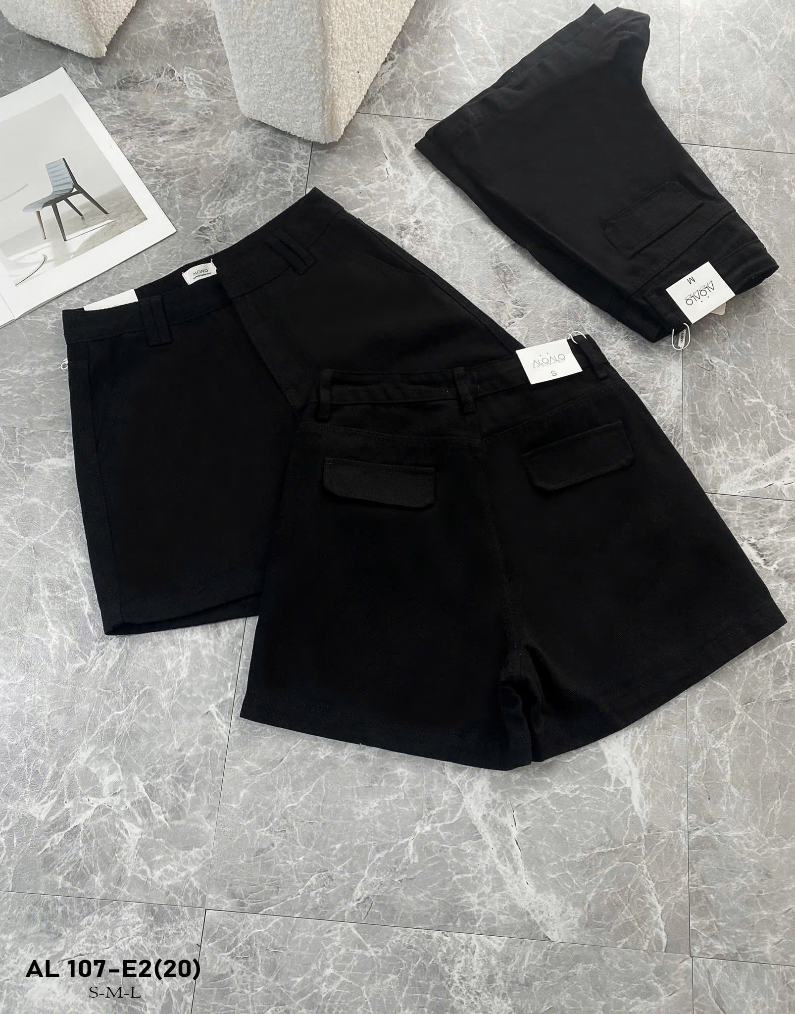  Quần kaki short ngố phối túi giả - ĐEN - Q154 (EO S<64, M<68, L<72) 