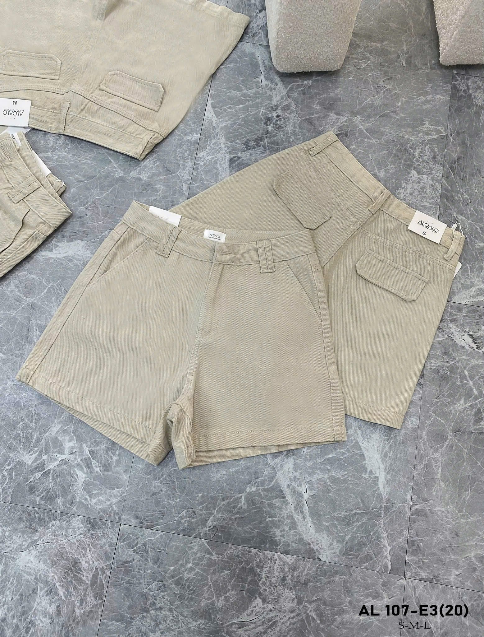  Quần kaki short ngố phối túi giả - BE - Q152 (EO S<64, M<68, L<72) 