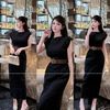 Váy denim kèm đai nịt tôn dáng - DÀI - V144 (EO S<68, M<72)