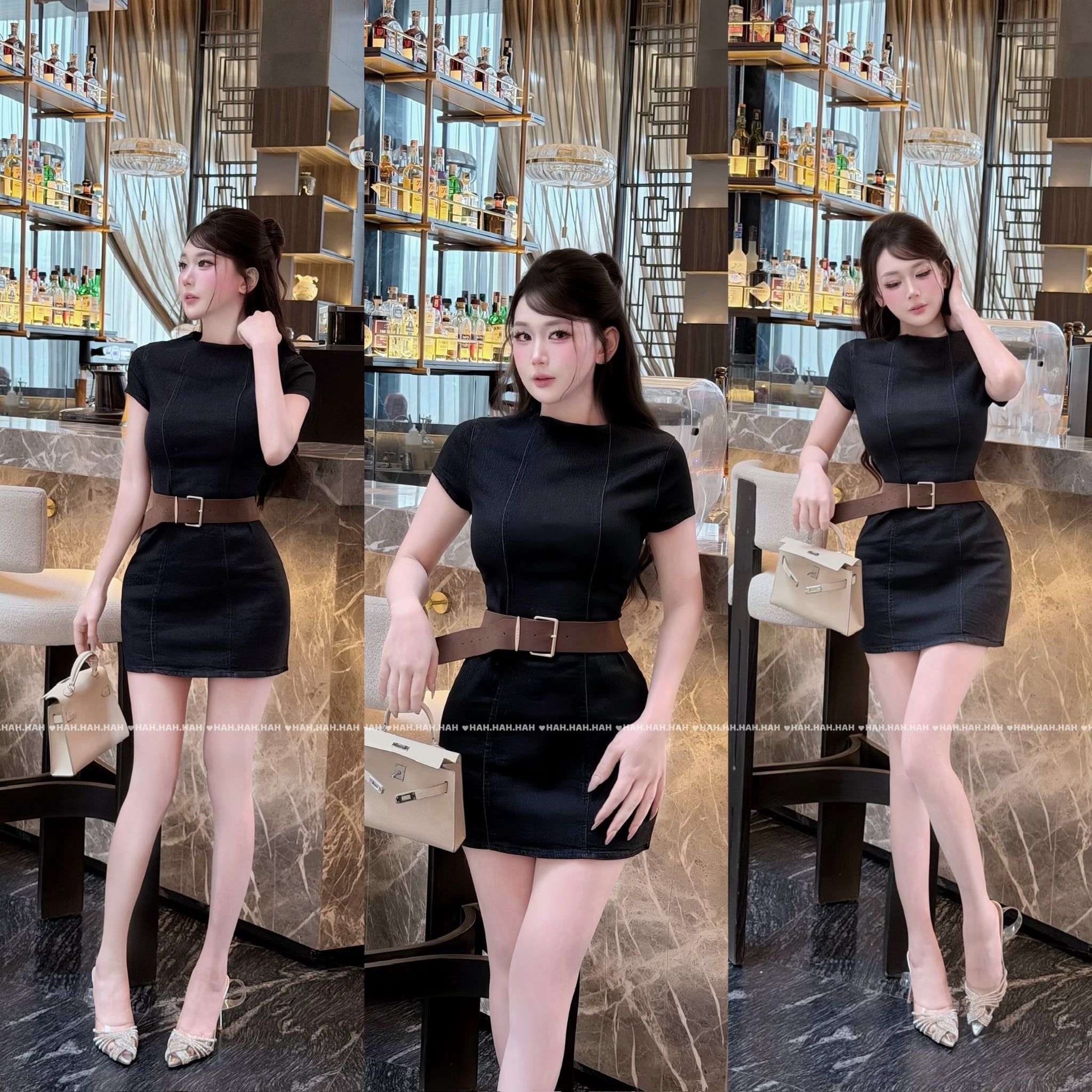  Váy denim kèm đai nịt tôn dáng - NGẮN - V143 (EO S<68, M<72) 