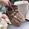 Giày sandal xỏ ngón cổ cao chất da lộn - NÂU - G2